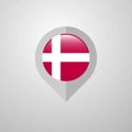 Map Navigation pointer with Denmark flag design vector Royalty Free Stock Photo