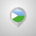 Map Navigation pointer with Djibouti flag design vector Royalty Free Stock Photo
