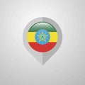 Map Navigation pointer with Ethiopia flag design vector Royalty Free Stock Photo