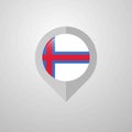 Map Navigation pointer with Faroe Islands flag design vector Royalty Free Stock Photo