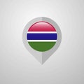 Map Navigation pointer with Gambia flag design vector Royalty Free Stock Photo