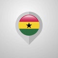 Map Navigation pointer with Ghana flag design vector Royalty Free Stock Photo