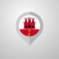 Map Navigation pointer with Gibraltar flag design vector Royalty Free Stock Photo