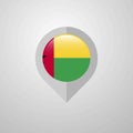Map Navigation pointer with Guinea Bissau flag design vector Royalty Free Stock Photo