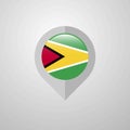 Map Navigation pointer with Guyana flag design vector Royalty Free Stock Photo