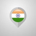 Map Navigation pointer with India flag design vector Royalty Free Stock Photo