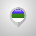 Map Navigation pointer with Komi flag design vector Royalty Free Stock Photo