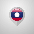 Map Navigation pointer with Laos flag design vector Royalty Free Stock Photo