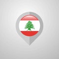 Map Navigation pointer with Lebanon flag design vector Royalty Free Stock Photo