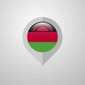 Map Navigation pointer with Malawi flag design vector Royalty Free Stock Photo