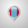 Map Navigation pointer with Mongolia flag design vector Royalty Free Stock Photo