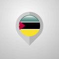 Map Navigation pointer with Mozambique flag design vector Royalty Free Stock Photo