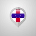 Map Navigation pointer with Netherlands Antilles flag design vector Royalty Free Stock Photo