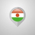 Map Navigation pointer with Niger flag design vector Royalty Free Stock Photo
