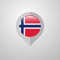 Map Navigation pointer with Norway flag design vector Royalty Free Stock Photo