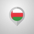 Map Navigation pointer with Oman flag design vector Royalty Free Stock Photo