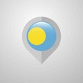 Map Navigation pointer with Palau flag design vector Royalty Free Stock Photo