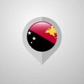 Map Navigation pointer with Papua New Guinea flag design vector Royalty Free Stock Photo