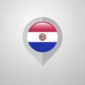 Map Navigation pointer with Paraguay flag design vector Royalty Free Stock Photo