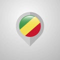 Map Navigation pointer with Republic of the Congo flag design vector Royalty Free Stock Photo