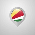 Map Navigation pointer with Seychelles flag design vector Royalty Free Stock Photo