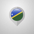 Map Navigation pointer with Solomon Islands flag design vector Royalty Free Stock Photo