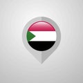 Map Navigation pointer with Sudan flag design vector Royalty Free Stock Photo