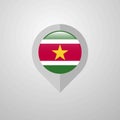 Map Navigation pointer with Suriname flag design vector Royalty Free Stock Photo