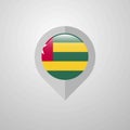 Map Navigation pointer with Togo flag design vector Royalty Free Stock Photo