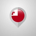 Map Navigation pointer with Tonga flag design vector Royalty Free Stock Photo
