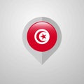 Map Navigation pointer with Tunisia flag design vector Royalty Free Stock Photo