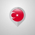 Map Navigation pointer with Turkey flag design vector Royalty Free Stock Photo