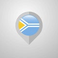 Map Navigation pointer with Tuva flag design vector Royalty Free Stock Photo