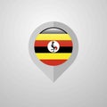 Map Navigation pointer with Uganda flag design vector Royalty Free Stock Photo