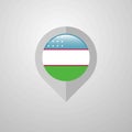 Map Navigation pointer with Uzbekistan flag design vector Royalty Free Stock Photo