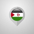 Map Navigation pointer with Western Sahara flag design vector Royalty Free Stock Photo