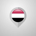 Map Navigation pointer with Yemen flag design vector Royalty Free Stock Photo