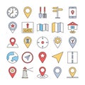 Map and navigation Vector icons can be easily modify or edited Royalty Free Stock Photo