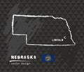 Map of Nebraska, Chalk sketch vector illustration