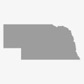 Map of Nebraska State in gray on a white background Royalty Free Stock Photo