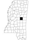 Map of neshoba County in Mississippi state on white background. single County map highlighted by black colour on Mississippi map.