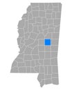 Map of Neshoba in Mississippi