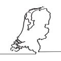 Map of the Netherlands. Continous line