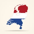 Map of Netherlands in Netherlands flag colors Royalty Free Stock Photo