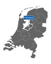 Map of the Netherlands with road sign Flevoland