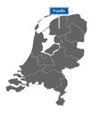 Map of the Netherlands with road sign Fryslan