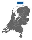 Map of the Netherlands with road sign Leeuwarden