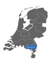 Map of the Netherlands with road sign Maastricht