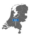 Map of the Netherlands with road sign Noord-Brabant