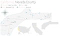 Map of Nevada County in California